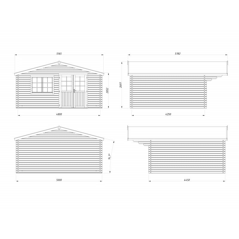 Casetta da giardino in legno 500x445 cm spessore 40 mm con porta doppia e finestra 19,7 m² - Esterni da Vivere