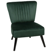 Poltrona Verde Velluto Senza Braccioli Sedia senza braccioli Verticale Gambe In Legno