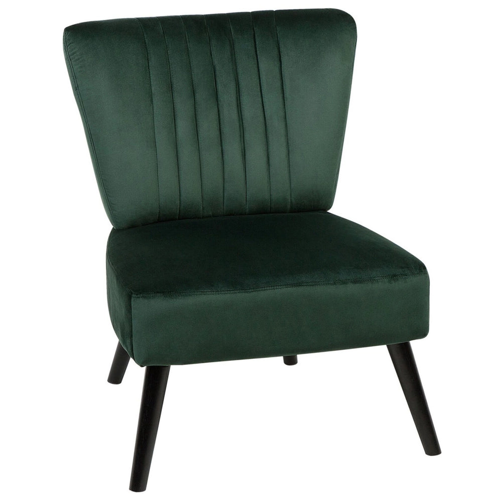 Poltrona Verde Velluto Senza Braccioli Sedia senza braccioli Verticale Gambe In Legno