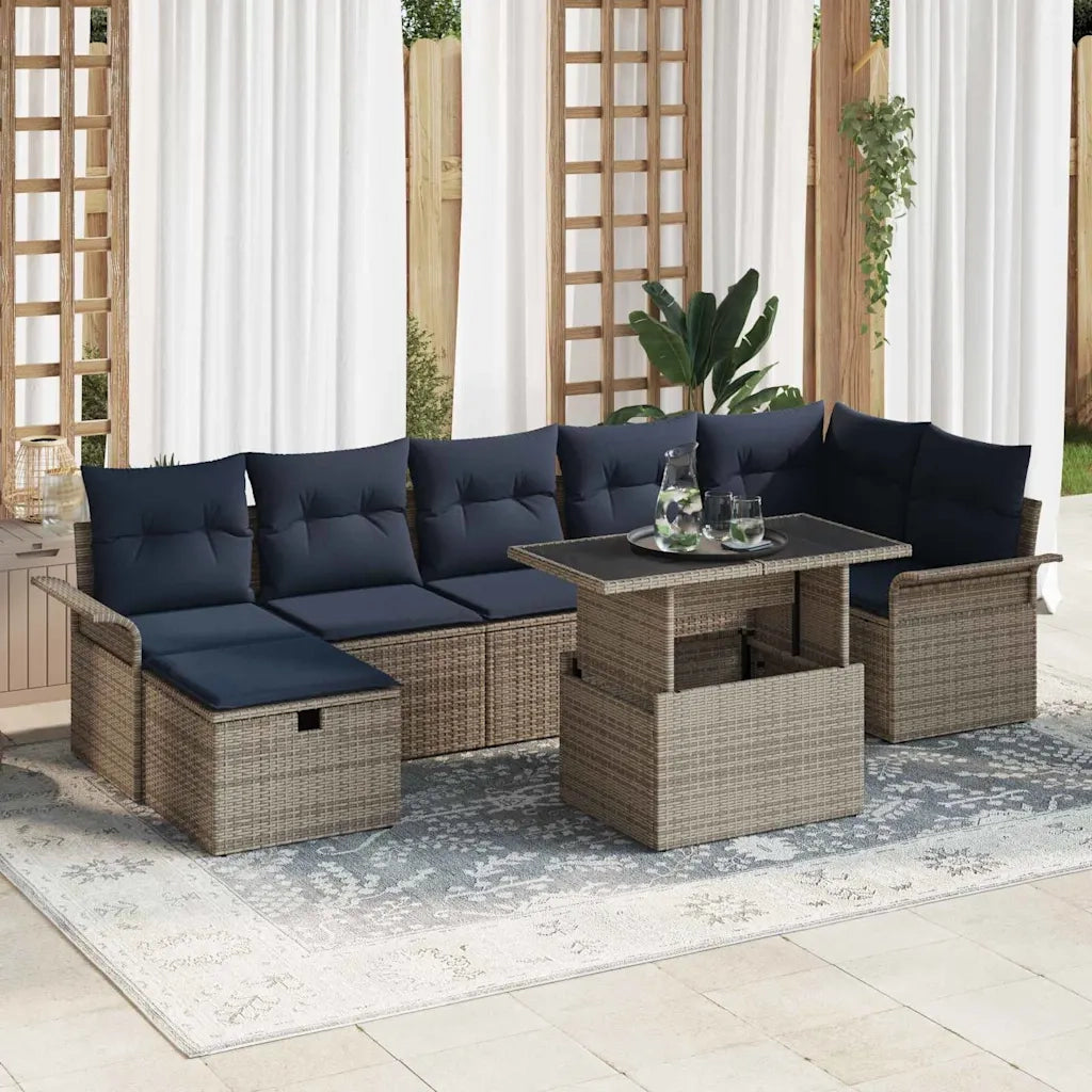 Set Divano da Giardino con cuscino 8 pcs Grigio Poly Rattan 3361024