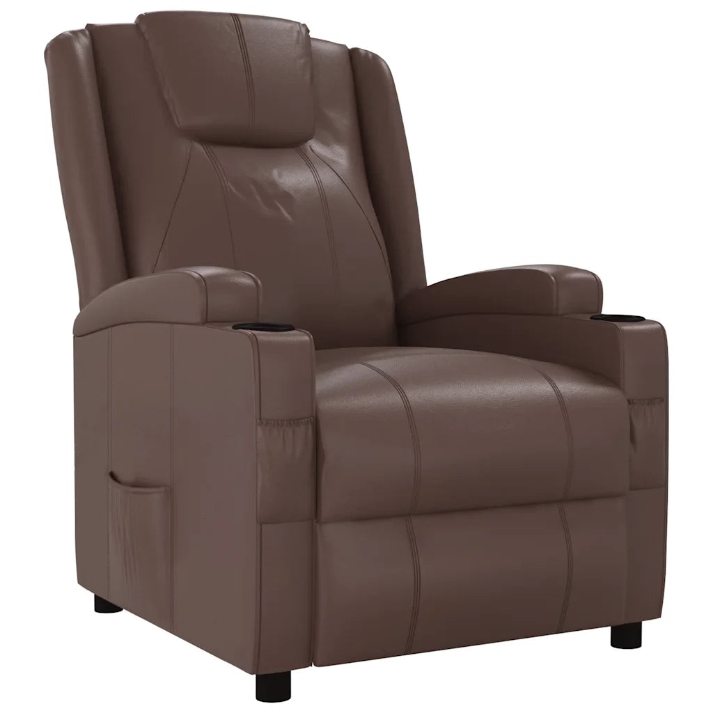Poltrona | Sedia Relax Reclinabile Marrone in Similpelle