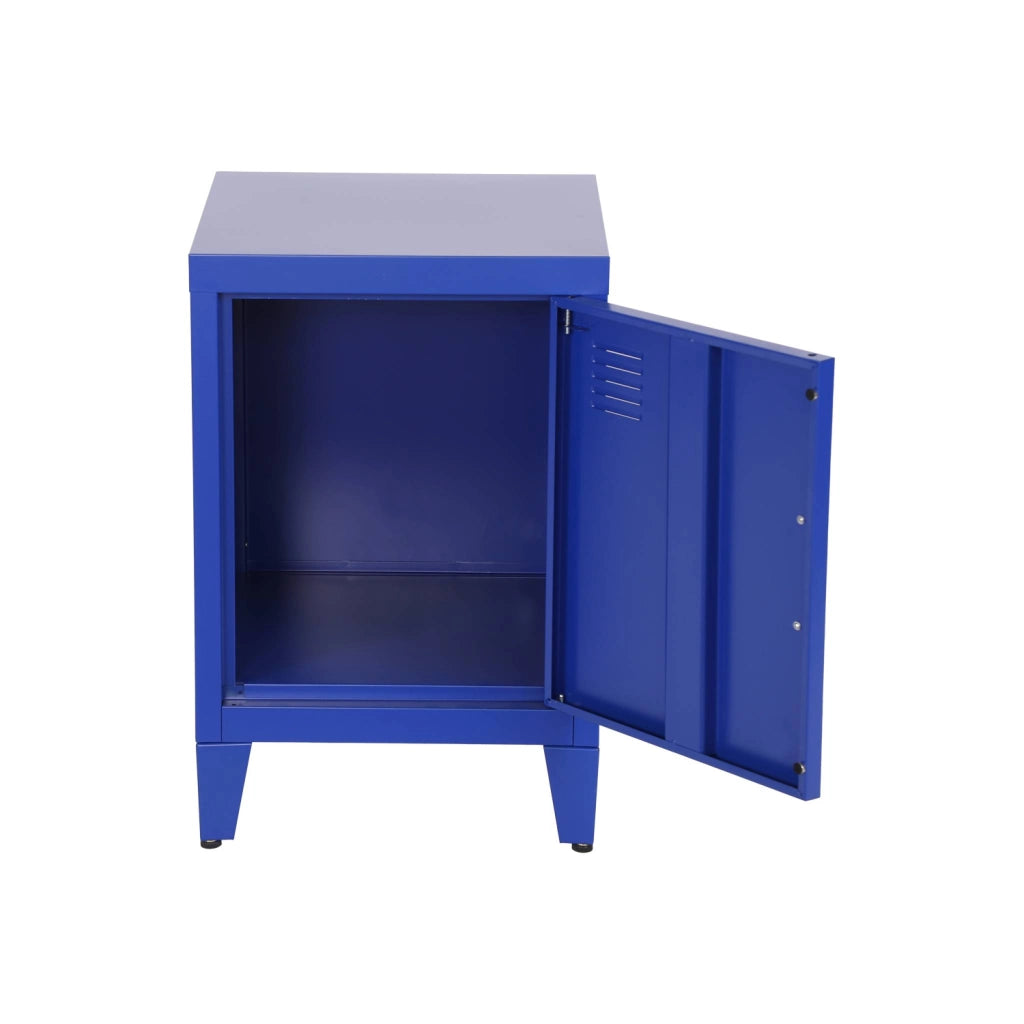 Set 2 comodini industriali, 1 anta, blu