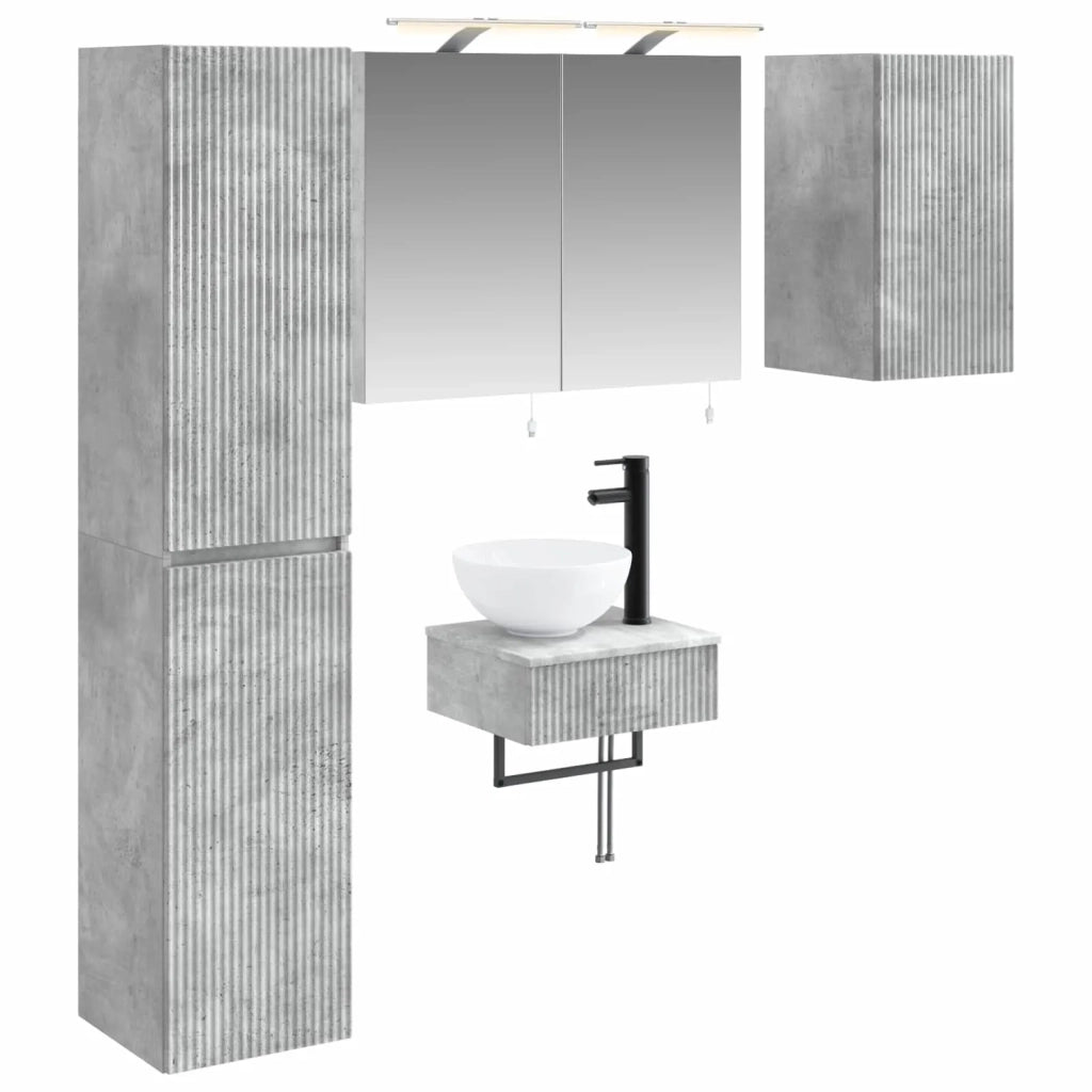 Set di mobili per il bagno 5 pz Grigio Cemento 3407242