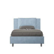 Letto una piazza e mezza senza rete imbottito 120x200 microfibra azzurro Antea