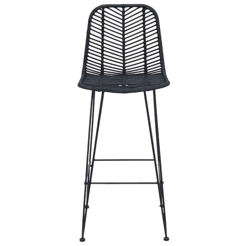 Sedia da Bar 2 pcs Nero 44,5 x 53 x 111 cm Rattan e Ferro 42011549
