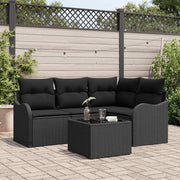 Set Divano da Giardino Nero polyrattan