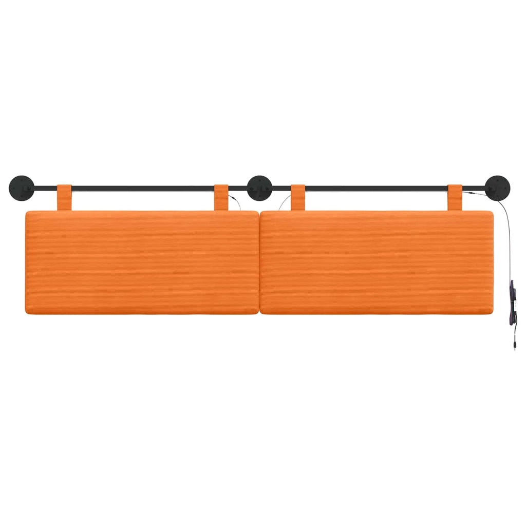 Testiera | Testata sospesa Con luce LED Arancione Tessuto in Cords
