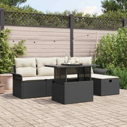 Set Divano da Giardino con cuscino 6 pcs Nero Poly Rattan 3360996
