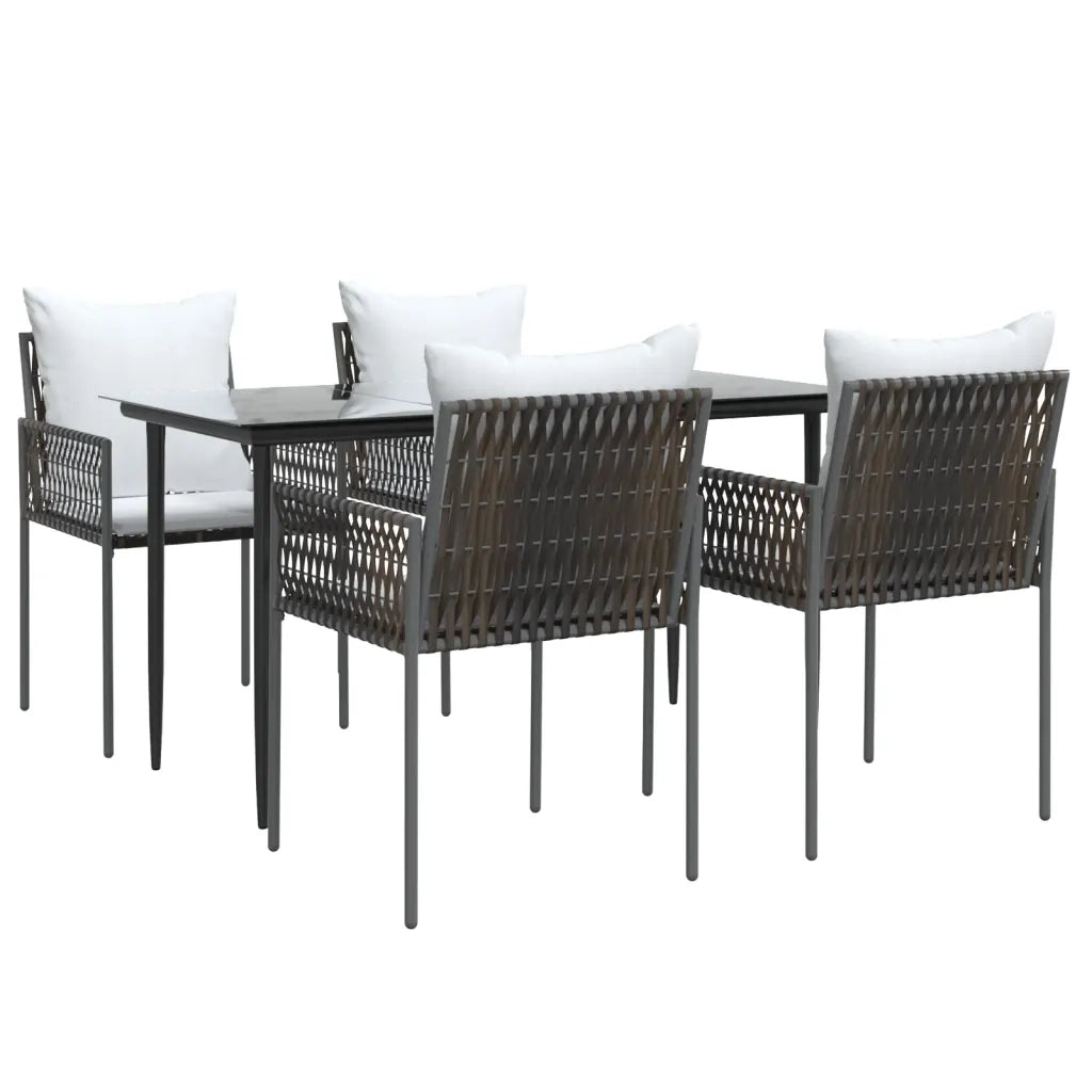 Set Pranzo da Giardino 5pz con Cuscini in Polyrattan e Acciaio 3187053