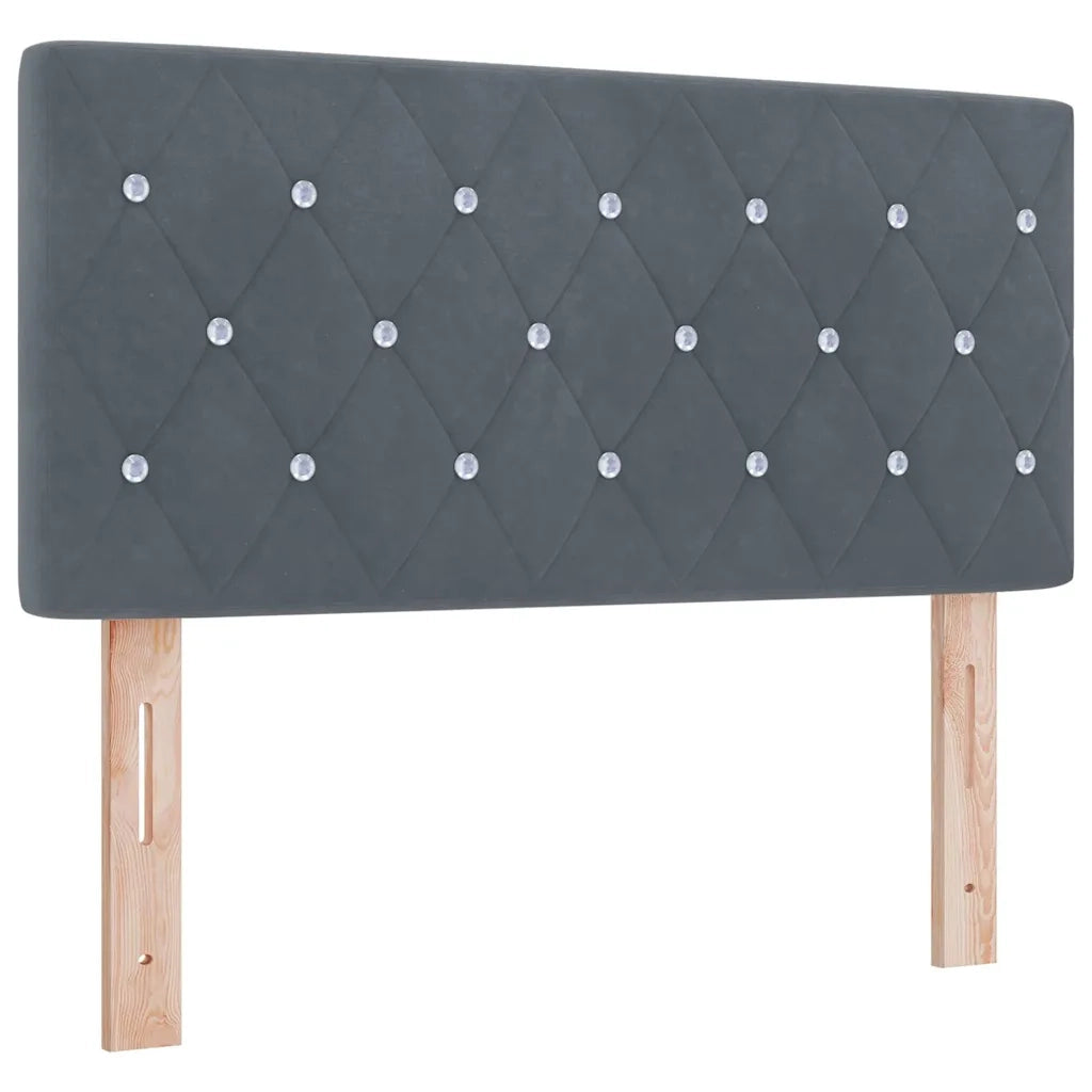 Letto a Sorgente LED con led Grigio scuro 120 x 200 cm Velluto