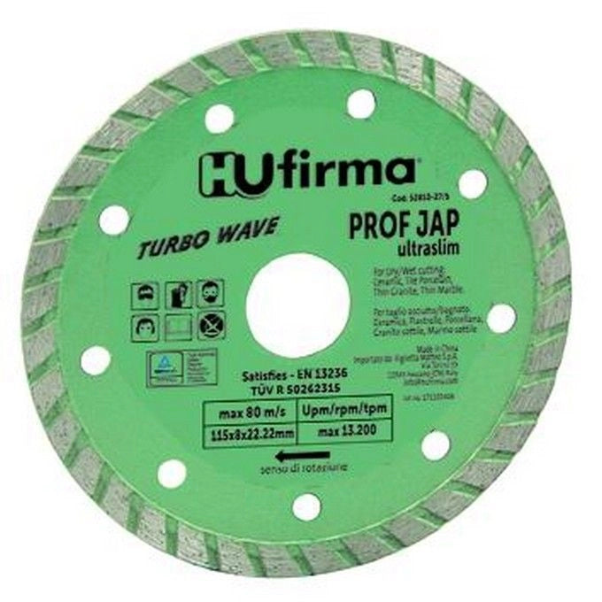 Vigor 5281027 Disco Diamantato Turbo Ultraslim 115 mm taglio a secco e umido 13200 rpm colore Verde