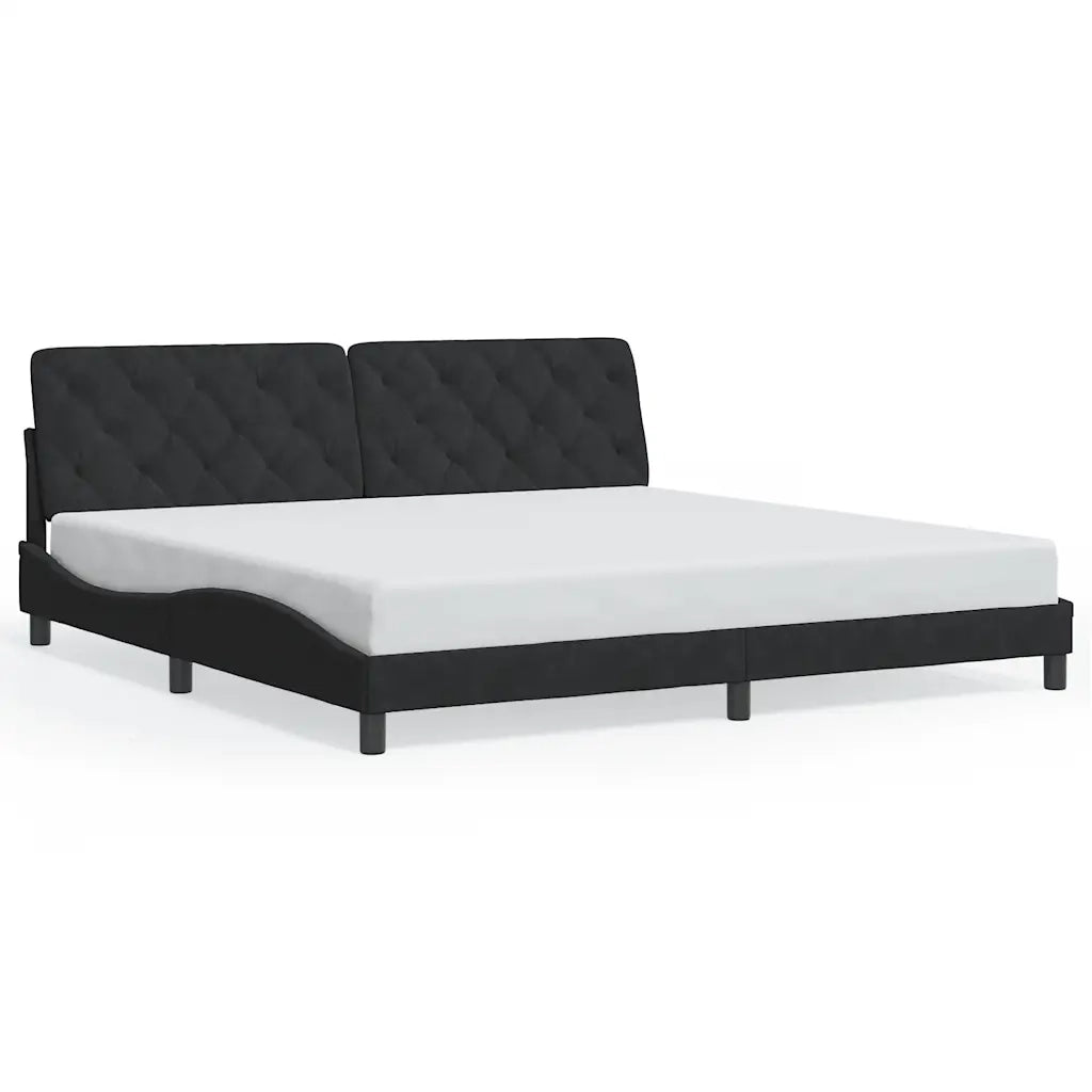Giroletto senza Materasso Nero 200x200 cm in Velluto