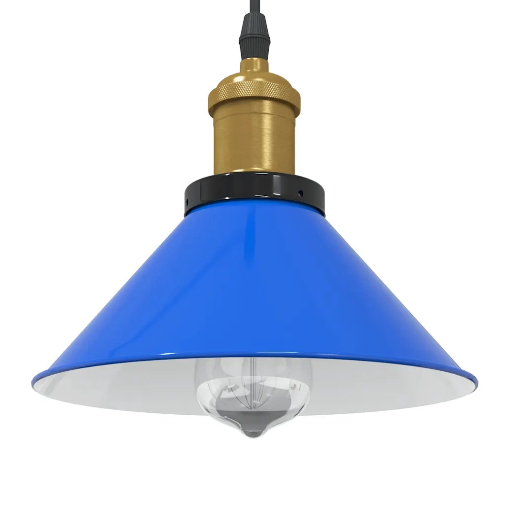 Lampada a Sospensione Regolabile E27 Blu Scuro Ø22 cm Metallo 4103444