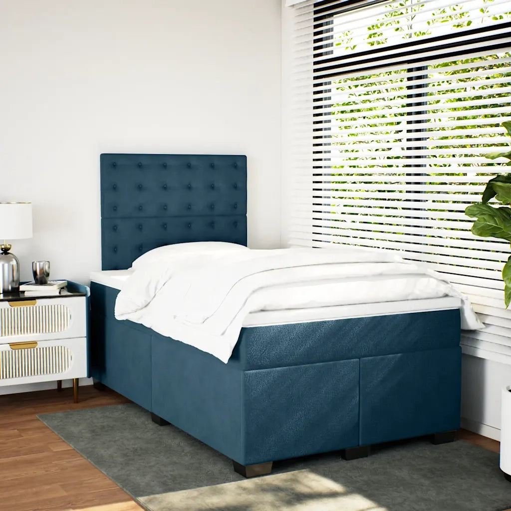 Giroletto a Molle con Materasso Blu 120x200 cm in Velluto