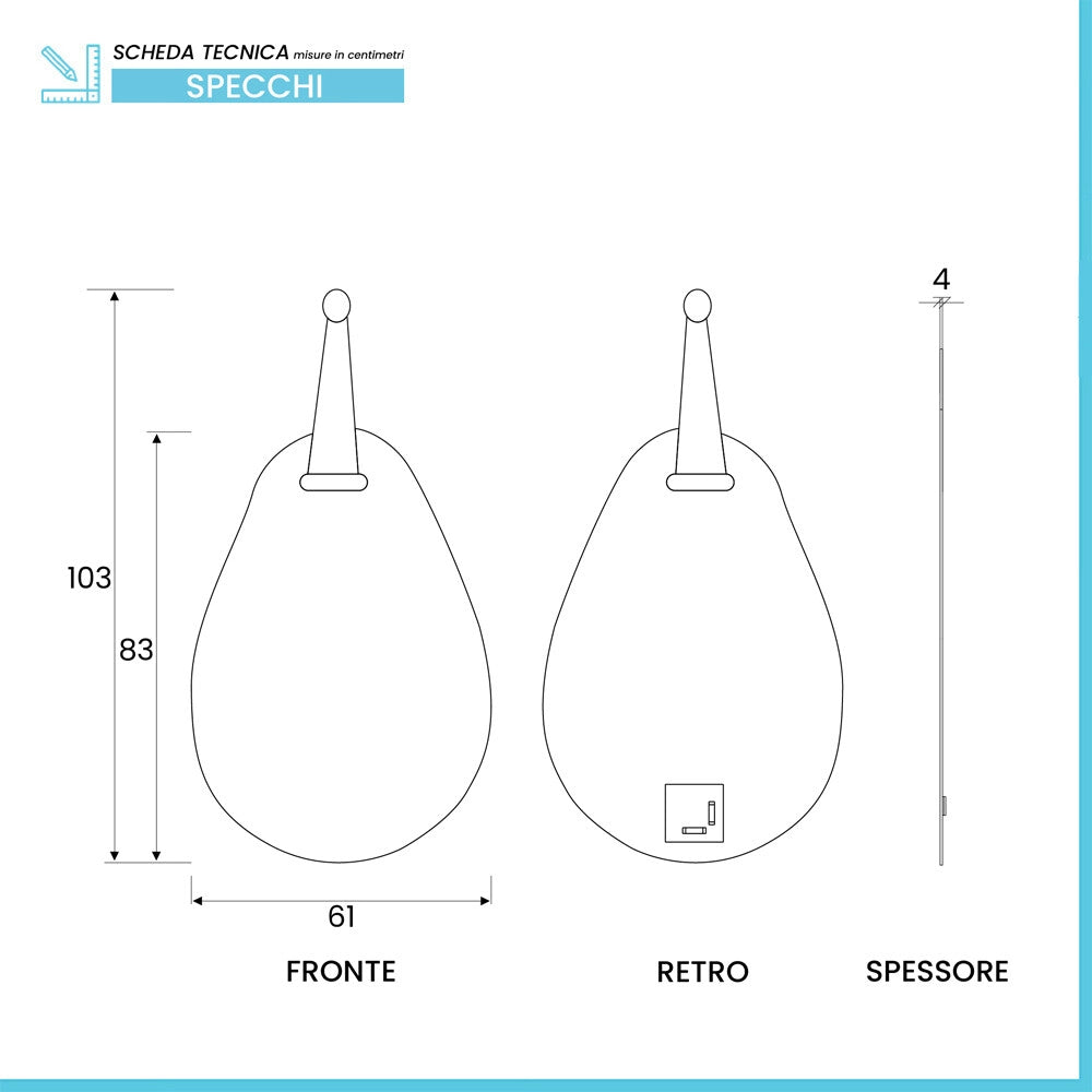 Specchio bagno ovale 61x83 cm filo lucido con fascia decorativa