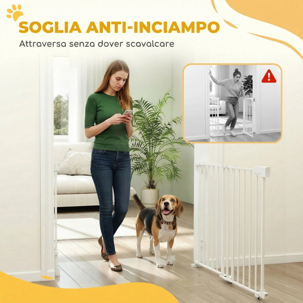 Cancelletto di Sicurezza per Cani ¨C Xylo ¨C 74.5-111.5x74.5 cm, Bianco