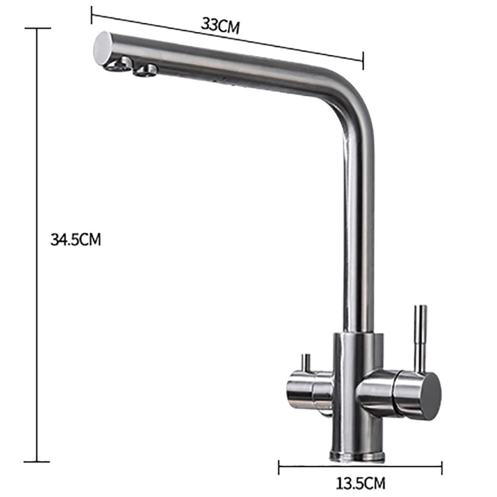 Trade Shop - Rubinetto Monocomando Lavello Cucina 3 Vie Acqua Fredda E Calda Girevole 360° -