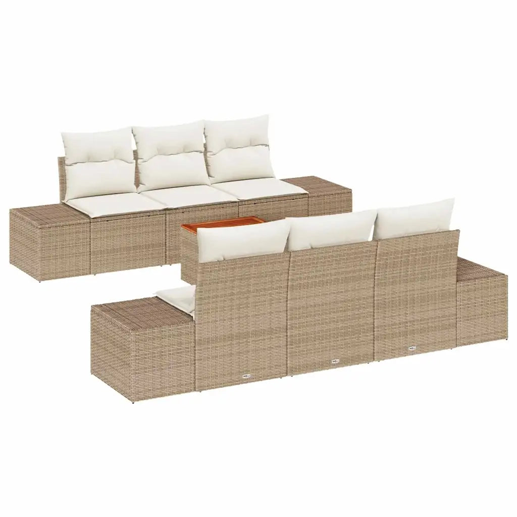 Set Divano da Giardino con cuscino 7 pcs Beige polyrattan 3347904