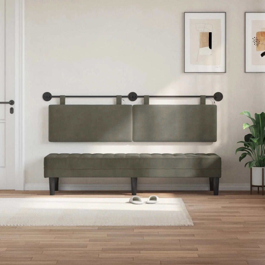 Testiera | Testata sospesa Con luce LED Grigio Chiaro Tessuto in Cords