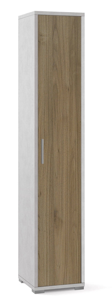 Armadio 1 Anta 39x199x41 cm Ossido Bianco/Noce Stelvio
