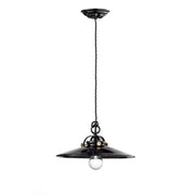 Lampadario Industrial Minimal B&W Metallo Smaltato Nero 1 Luce E27 31Cm