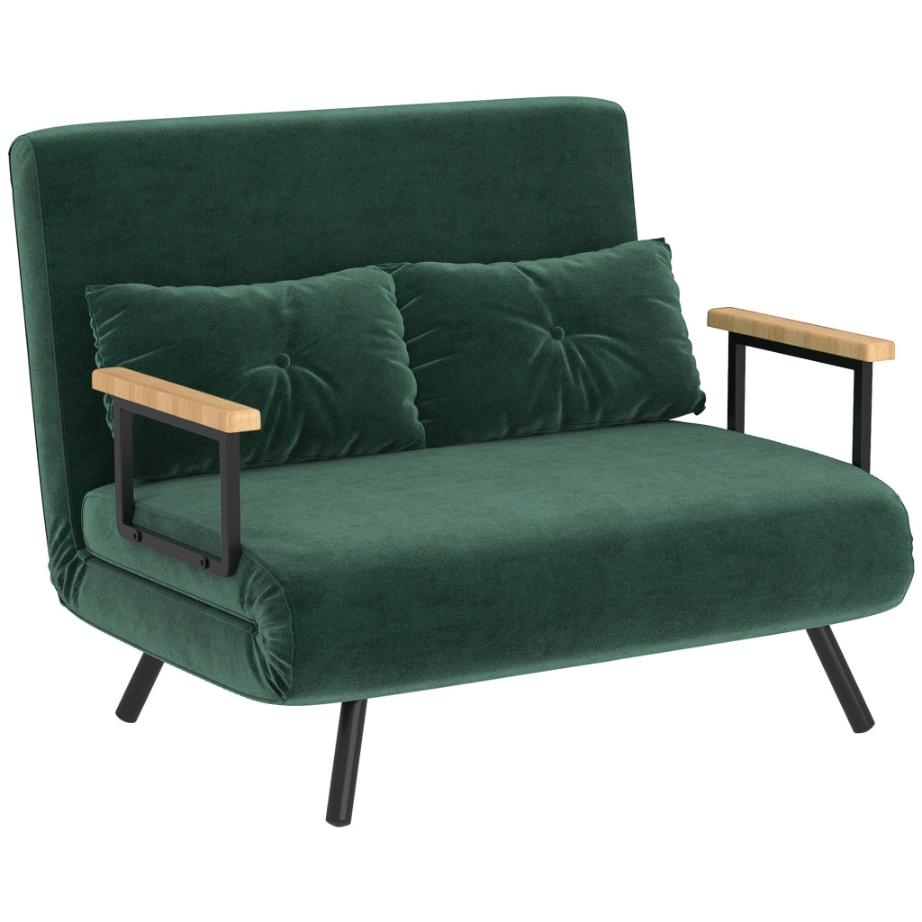 Divano letto 2 posti con schienale regolabile e 2 cuscini ¨C zephmum ¨C verde 102x73x81 cm