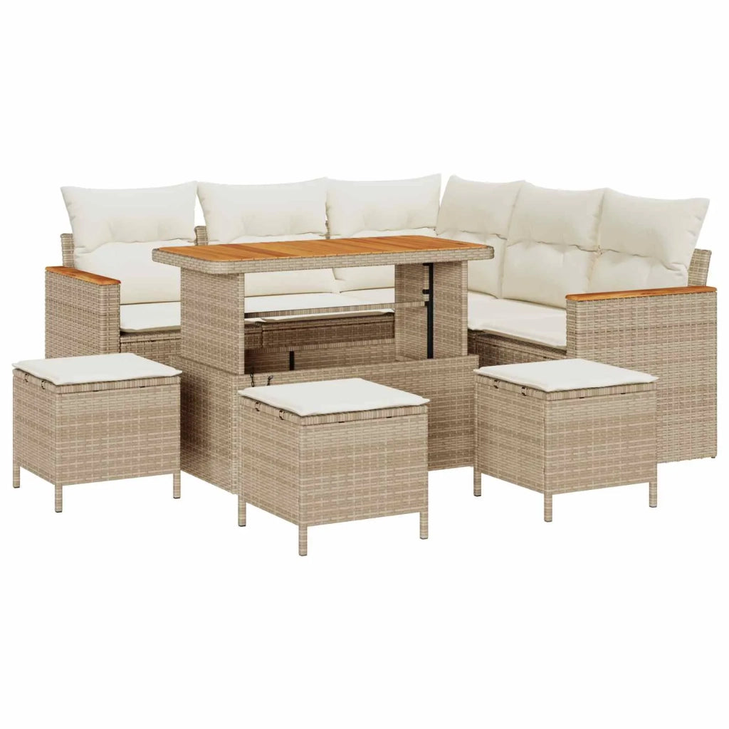 Set Divano da Giardino 9 pcs Beige polyrattan 3362921