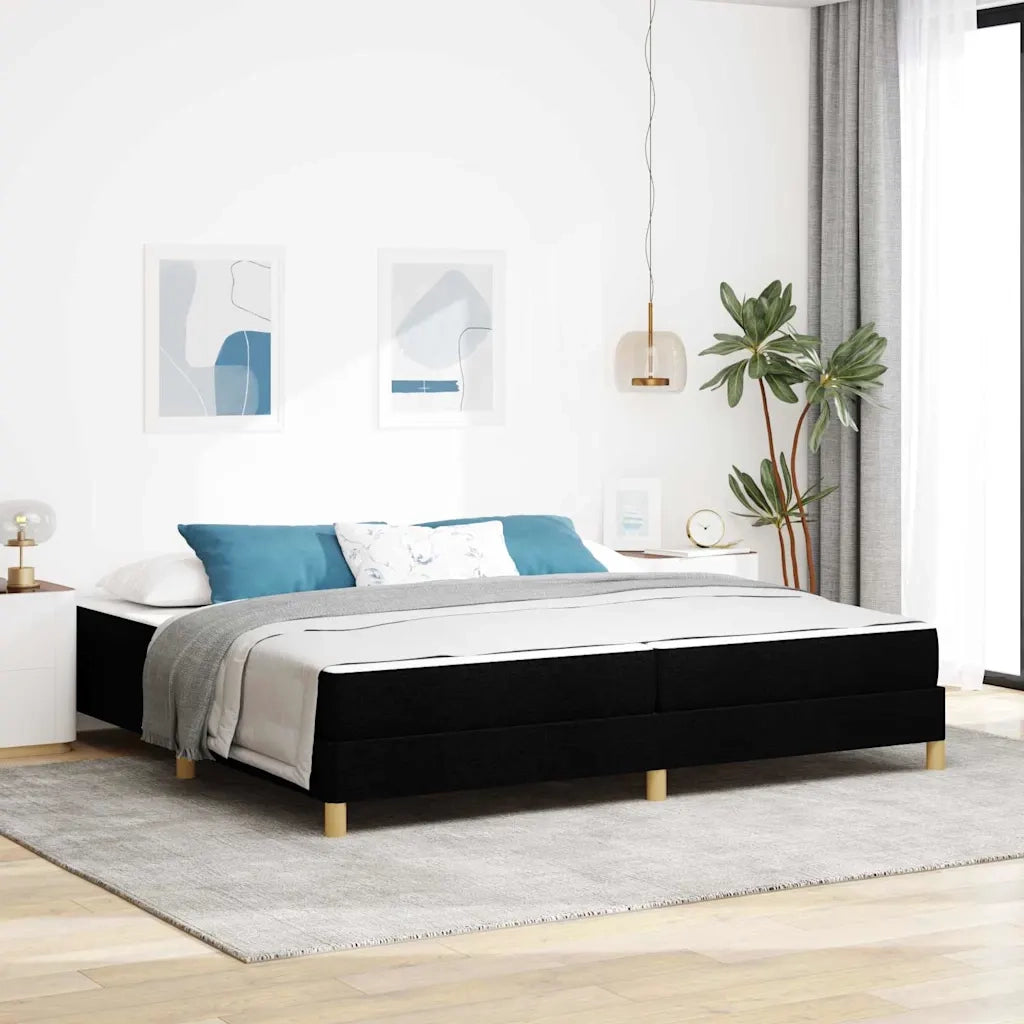 Letto a molle con materasso Nero 200 x 200 cm Tessuto