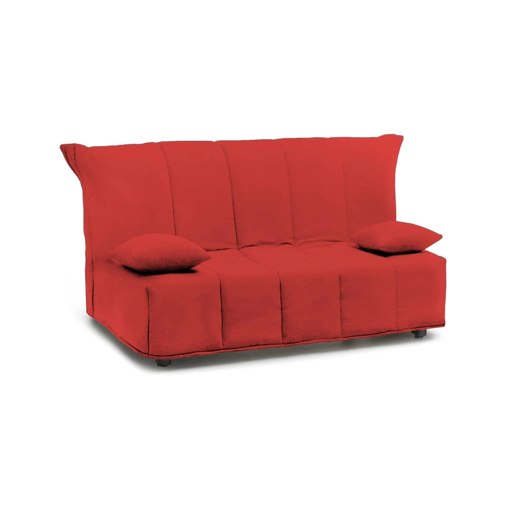Divano Letto Antal, Divano a 3 posti, Made in Italy, Sofà\  Soggiorno con apertura a carrello con apertura a carrello, in tessuto imbottito, con cuscini inclusi, cm 165x90h85, colore Rosso
