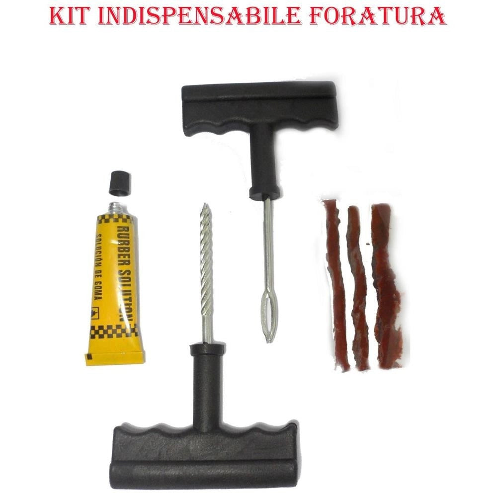 Trade Shop - Kit Riparazione Foratura Gomme Pneumatici Auto Moto Camper Emergenza Gomme -