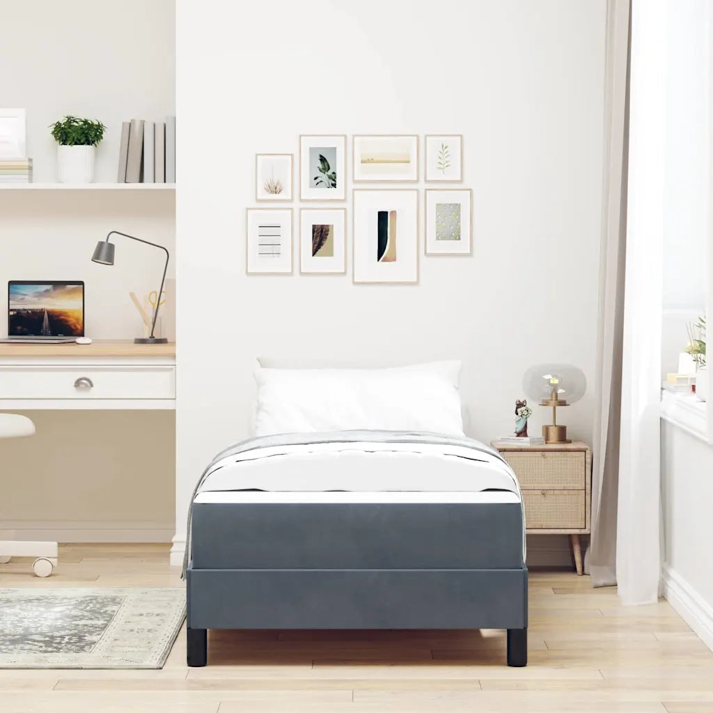 Letto a molle con materasso Grigio scuro 80 x 220 cm Tessuto