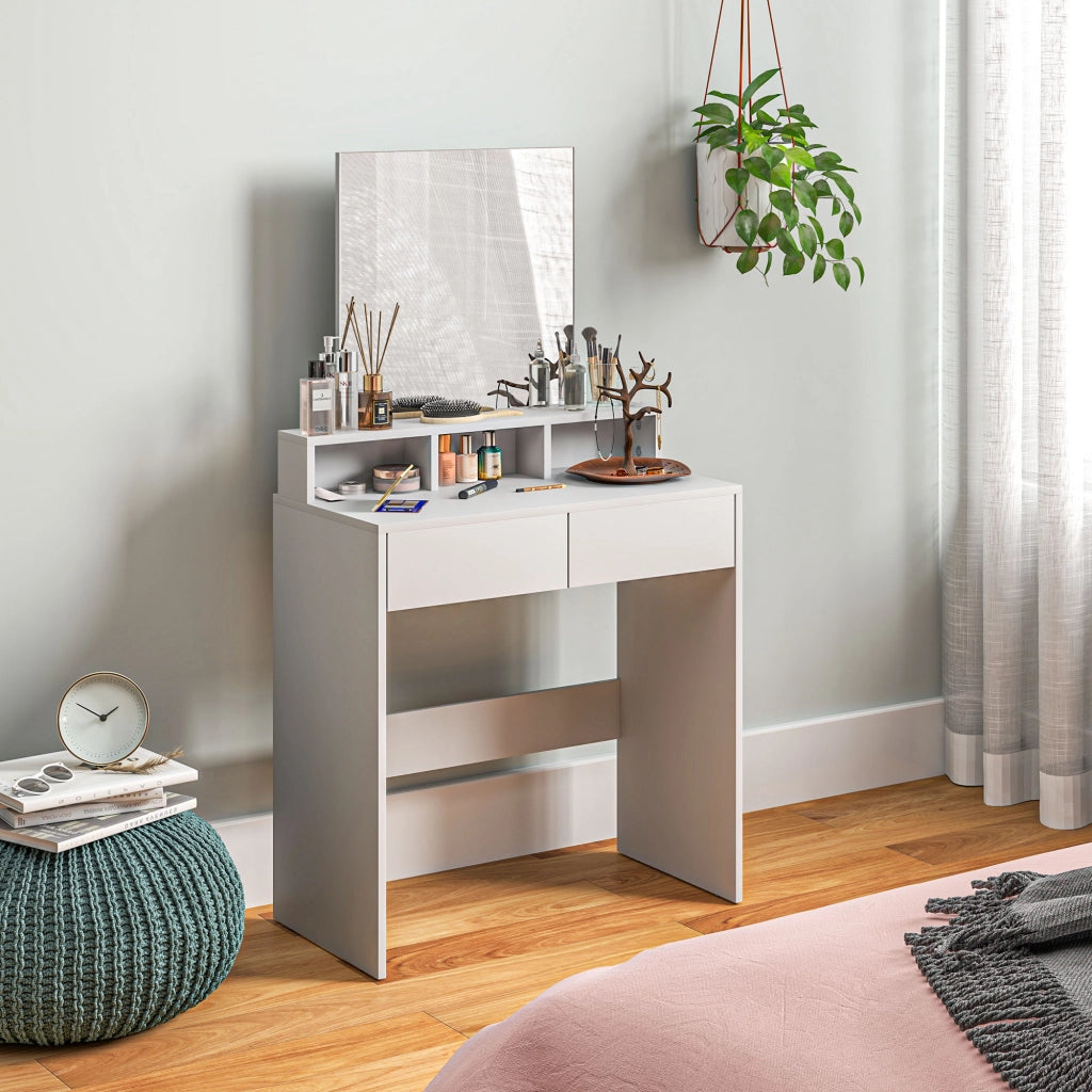 Scrivania da trucco con specchio e cassetti ¨C Minimal ¨C Bianco 75x38x135 cm