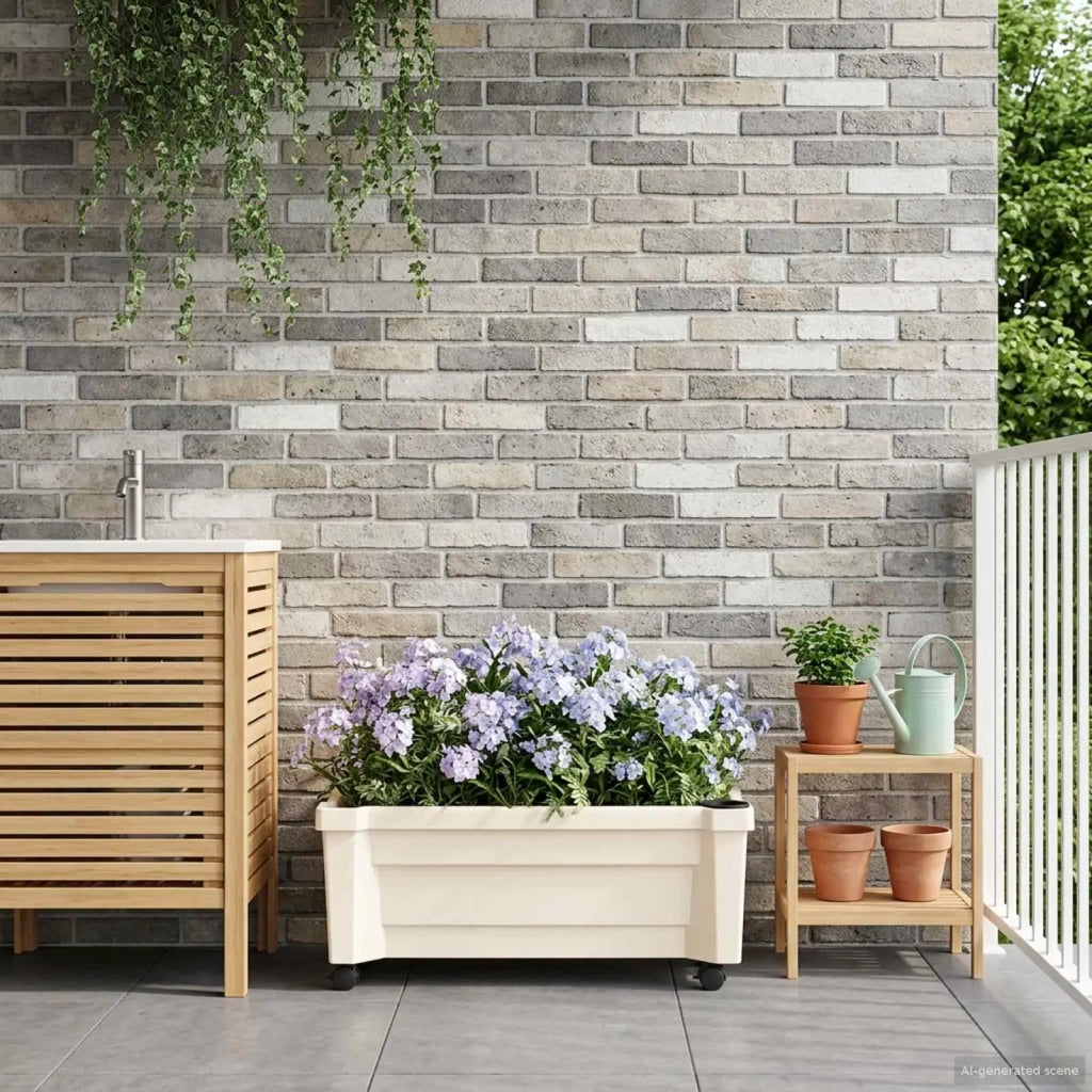 Vaso Calypso con Ruote Bianco 79 x 35 x 33 cm PP 42041719