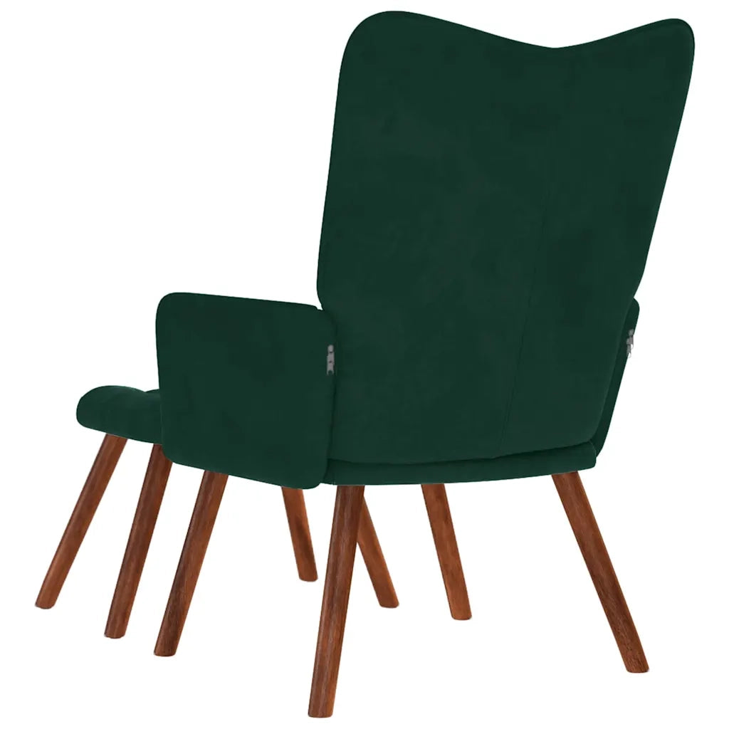 Poltrona Relax | Sedia Relax con Sgabello in Velluto Verde Scuro