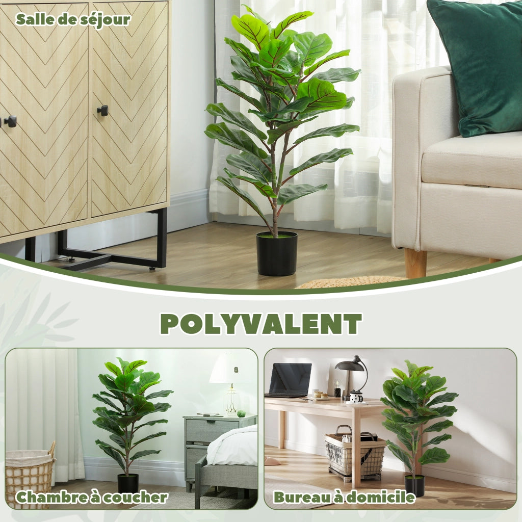 Piante Artificiali Ficus 80 cm con Vaso ¨C Minimal ¨C Verde Plastica