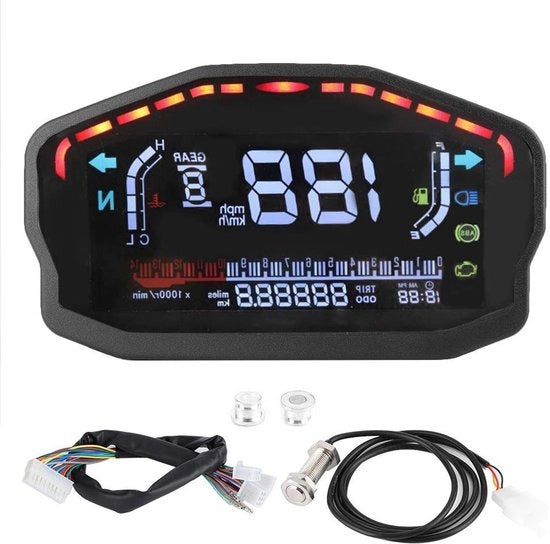 Contatore di giri LED LCD display digitale velocimetro ricaricabile per motocicletta