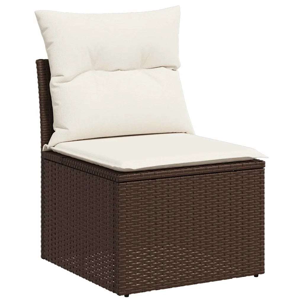 Set Divano da Giardino con cuscino 6 pcs Marrone Poly Rattan