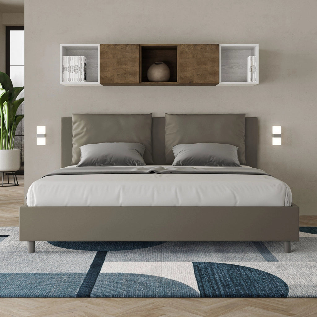 BS COM Letto con rete imbottito 180x200 similpelle cappuccino