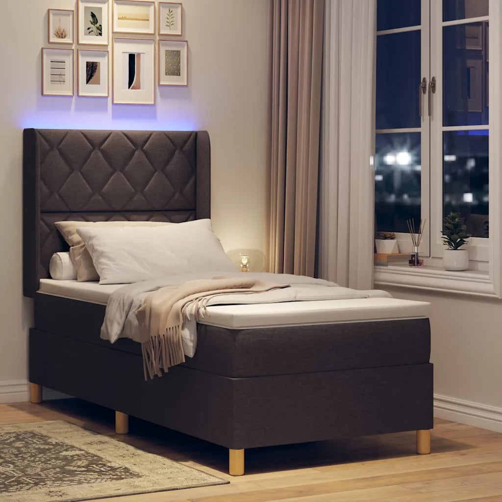 Letto a molle con materasso Marrone 140 x 200 cm Tessuto