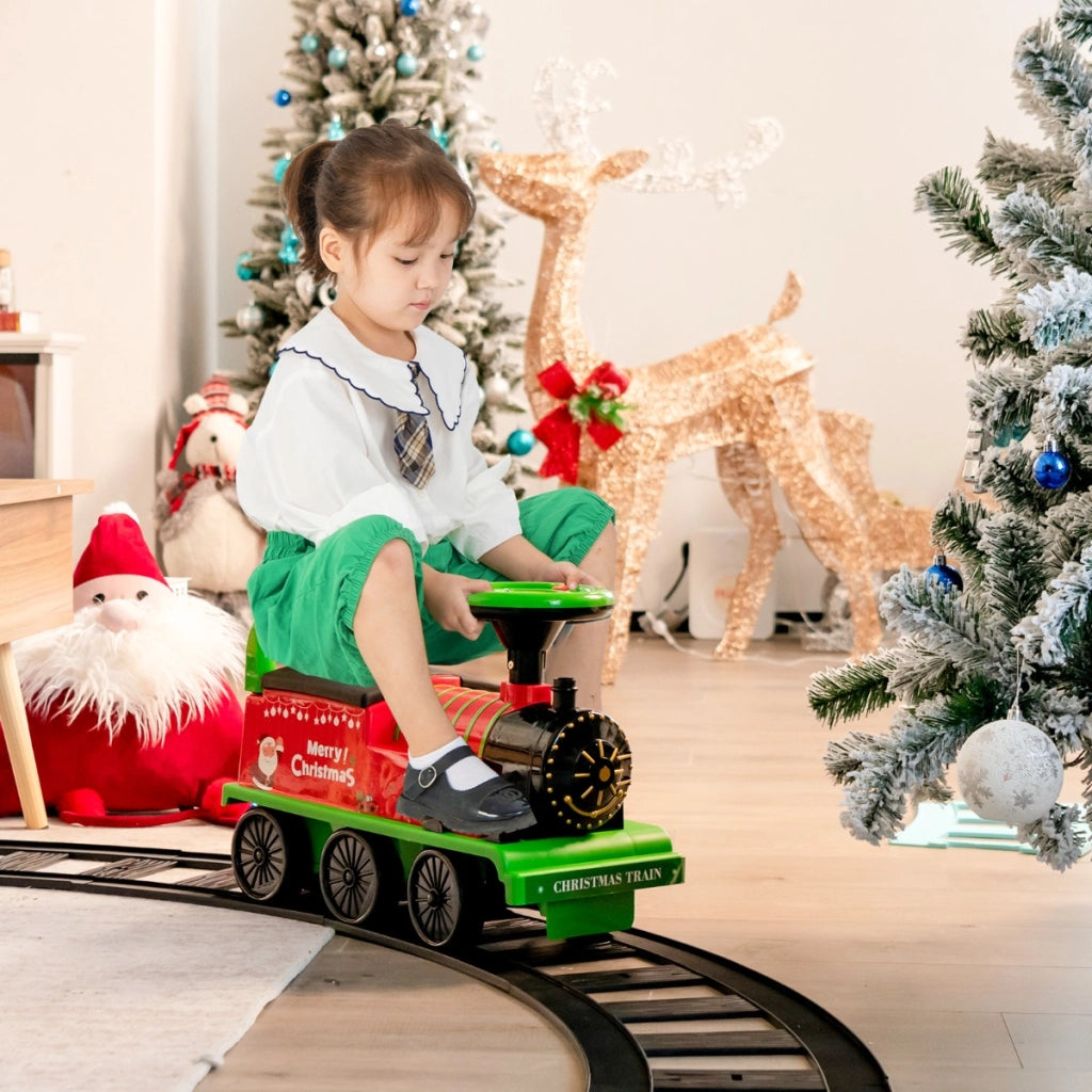 Treno elettrico con 16 pezzi di binari luci e suoni per bambini, Giocattolo per ragazzi e ragazze anni 3+ Verde-Macchinine giocattoli