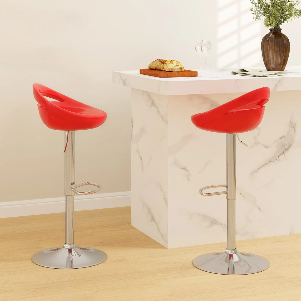 Set 2 Sgabelli da Bar Altezza Regolabile Seduta in ABS Rosso