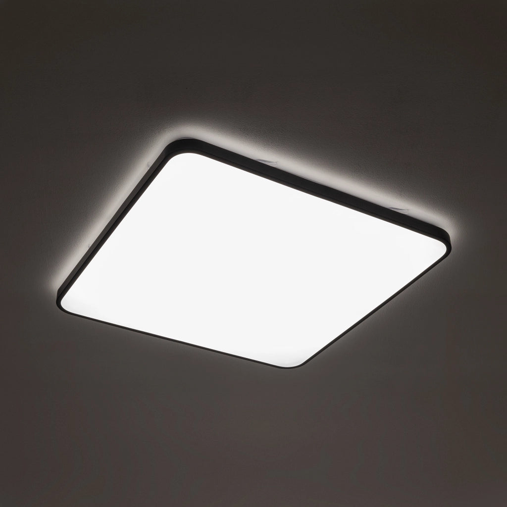 Plafoniera bagno quadrata 63,5cm LED 64W 3000K nera