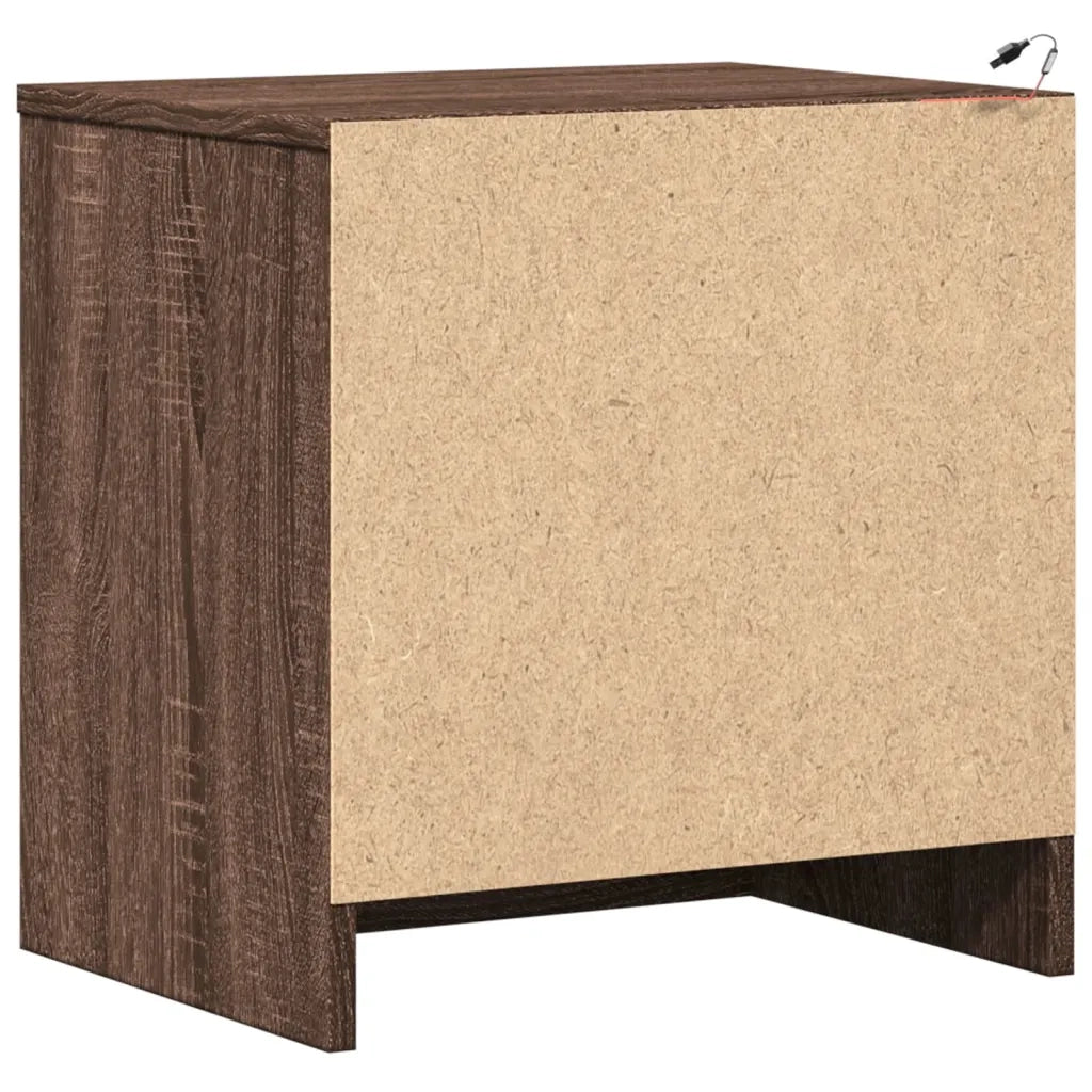 Comodini con Luci LED 2pz Rovere Marrone in Legno Multistrato 852060