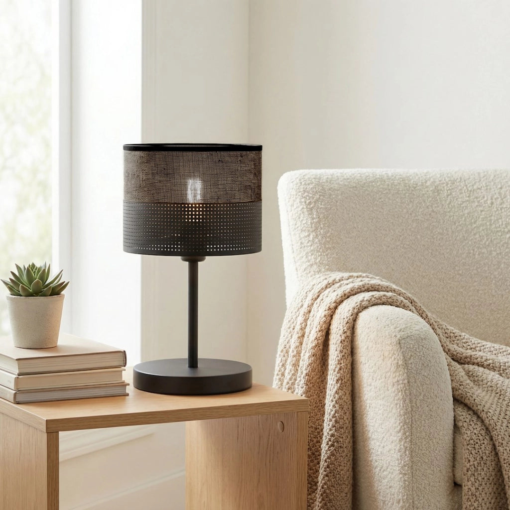 Lampada da tavolo KARBON nera in metallo 1xE27 Emibig