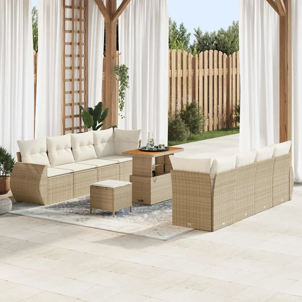 Set Divano da Giardino 11 pcs Beige Poly Rattan 3363801