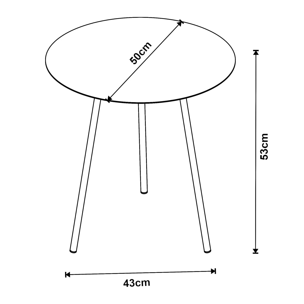 Tavolino a Treppiede Sula con Piano Rotondo 53 x 50 cm Metallo Nero [en.casa]