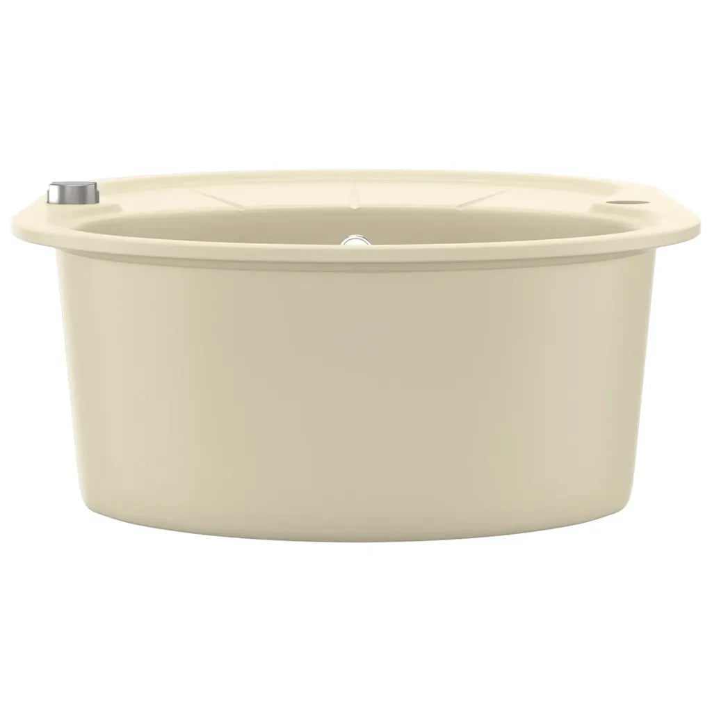 Lavello da Cucina in Granito Vasca Singola Ovale Beige 144866