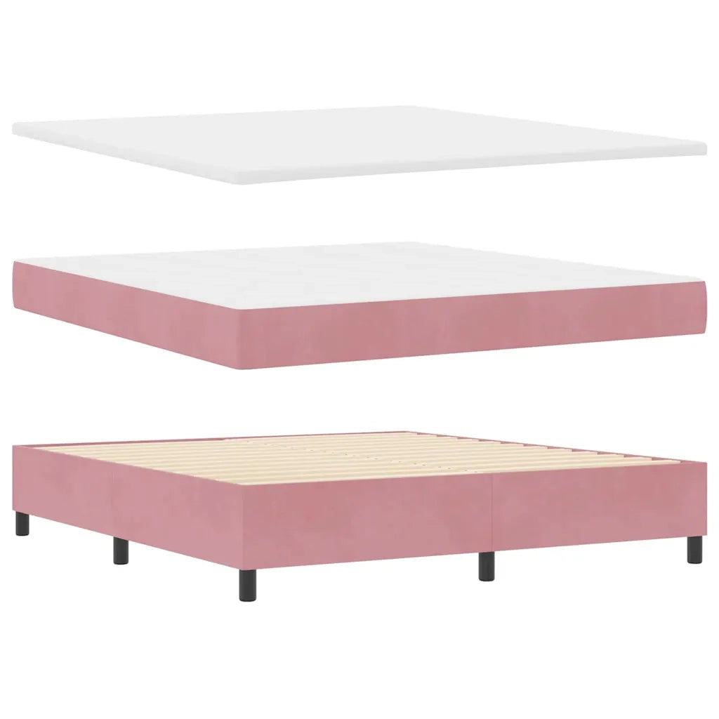 Letto a molle con materasso Rosa 180 x 200 cm Velluto