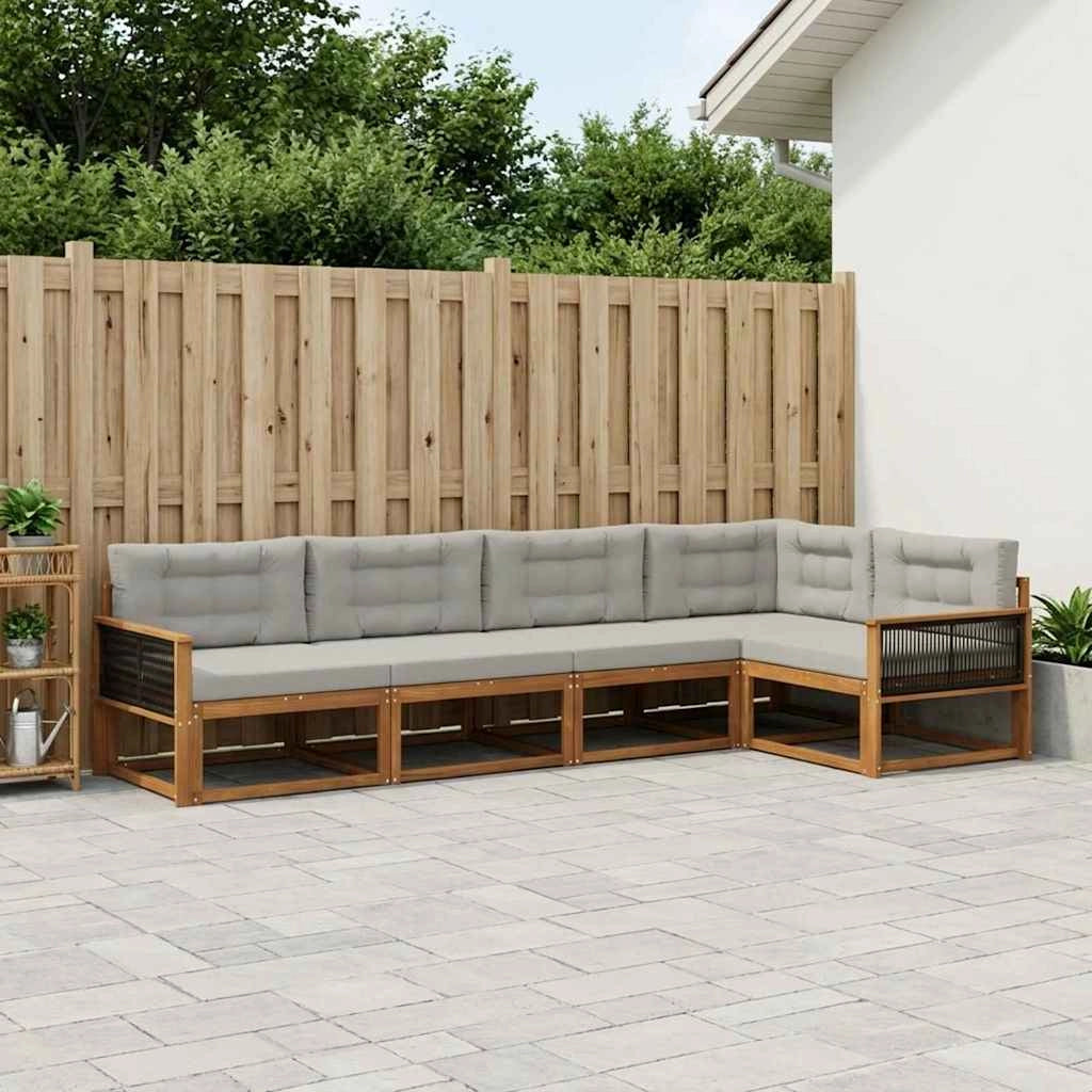 Set di divani da esterno 6 pz Naturale e Grigio chiaro 3382604