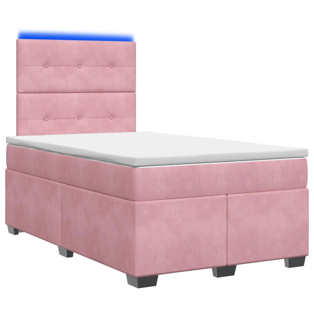 Letto box spring con materasso Rosa 120 x 200 cm Velluto 3455089